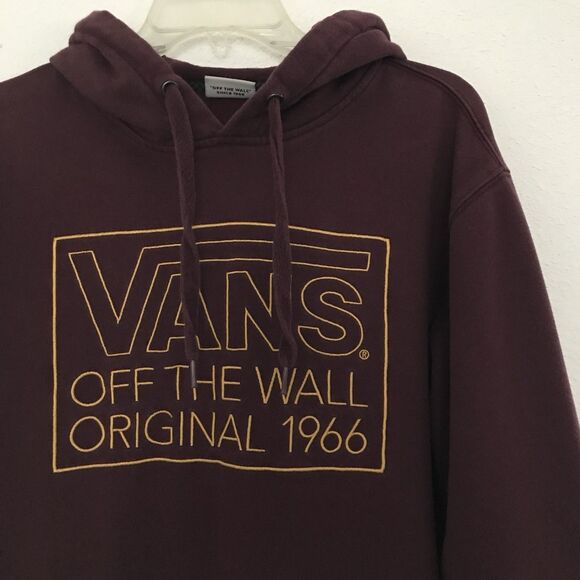 Vans Burgundy Off The Wall Mens Embroidered Logo Cotton Sweatshirt Hoodie M - Picture 1 of 8